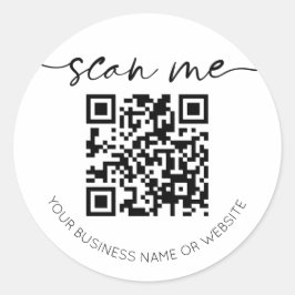 Moderne Elegant QR Code White Ronde Sticker