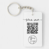 Moderne Elegant QR Code White Sleutelhanger (Voorkant)