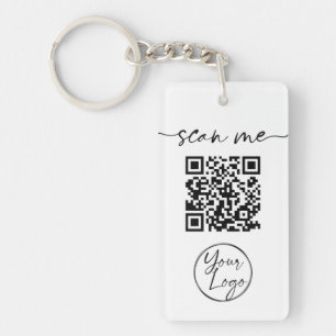 Moderne Elegant QR Code White Sleutelhanger