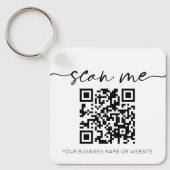 Moderne Elegant QR Code White Sleutelhanger (Voorkant)