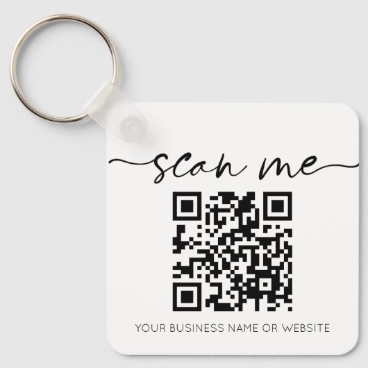 Moderne Elegant QR Code White Sleutelhanger (Voorkant)