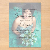 Moderne Elegant Quinceanera 15e verjaardag Foto Acryl Uitnodigingen (Voorkant)