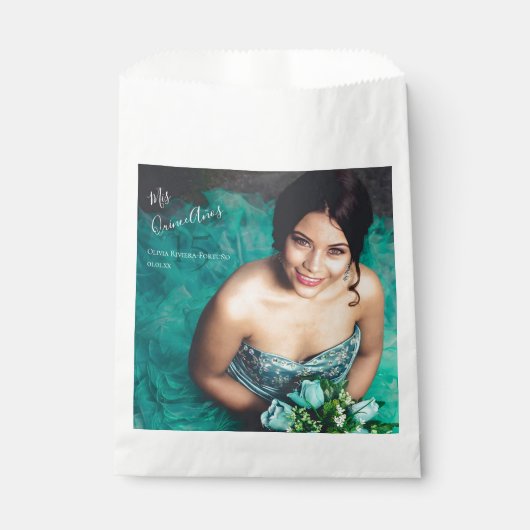 Moderne Elegant Quinceanera 15e verjaardag Foto Bedankzakje (Voorkant)
