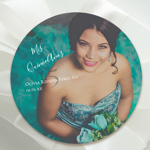 Moderne Elegant Quinceanera 15e verjaardag Foto Ronde Sticker