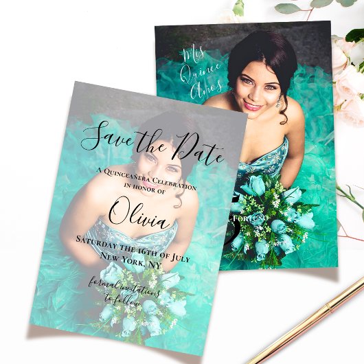 Moderne Elegant Quinceanera 15e verjaardag Foto Save The Date