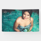 Moderne Elegant Quinceanera 15e verjaardag Foto Spandoek (Horizontaal)