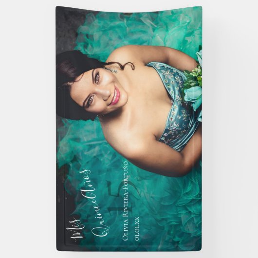 Moderne Elegant Quinceanera 15e verjaardag Foto Spandoek (Verticaal)
