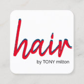 Moderne Elegant Red Blue Hair Stylist Vierkante Visitekaartje (Voorkant)