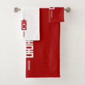 Moderne Elegant Red en White Double Happiness Bad Handdoek (Insitu)