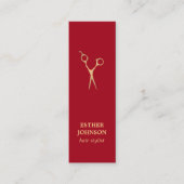 Moderne Elegant Red Faux Gold Scissor Mini Visitekaartje (Voorkant)
