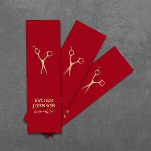 Moderne Elegant Red Faux Gold Scissor Mini Visitekaartje