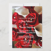 Moderne Elegant Red White Floral Wedding Custom Kaart (Voorkant)