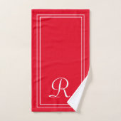 Moderne Elegant Red & White Monogram Bath-handdoek Bad Handdoek (Handdoek)