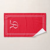 Moderne Elegant Red & White Monogram Bath-handdoek Bad Handdoek (Handdoek)