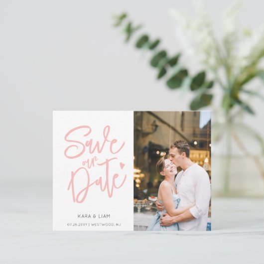 Moderne Elegant Roos Foto slaat het Briefkaart Dat (Staand voorkant)