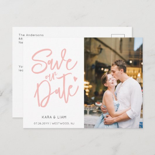 Moderne Elegant Roos Foto slaat het Briefkaart Dat (Voorkant / Achterkant)