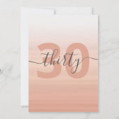 Moderne Elegant Roos Gold 30e verjaardag uitnodigi Kaart (Achterkant)