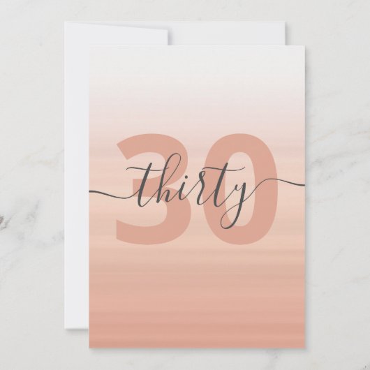 Moderne Elegant Roos Gold 30e verjaardag uitnodigi Kaart (Achterkant)