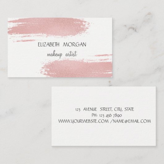 Moderne Elegant Roos Gold Foil Bruske Stroke, Whit Visitekaartje (Voorkant / Achterkant)