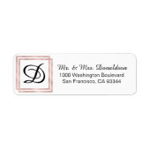 Moderne Elegant Roos Gold Foil Monogram Initialen Etiket (Voorkant)