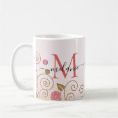 Moderne Elegant Roos Gold Glitter Monogram Script Koffiemok (Links)