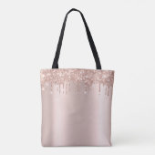 Moderne Elegant Roos Gold Glitter Monogram Script Tote Bag (Achterkant)