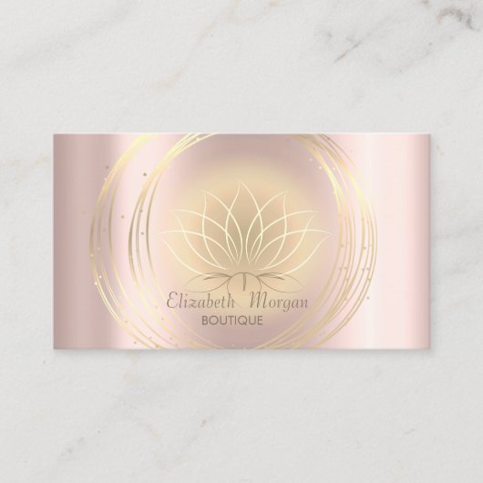 Moderne Elegant Roos Gold, Gold Circles Lotus Visitekaartje (Voorkant)