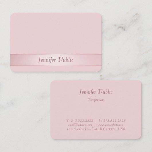 Moderne Elegant Roos Gold Hand Script Sjabloon Visitekaartje (Voorkant / Achterkant)