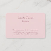 Moderne Elegant Roos Gold Hand Script Sjabloon Visitekaartje (Achterkant)