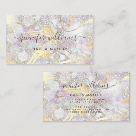 Moderne Elegant Roos Gold Marble Makeup Artist Visitekaartje (Voorkant / Achterkant)
