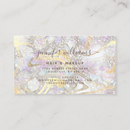 Moderne Elegant Roos Gold Marble Makeup Artist Visitekaartje (Achterkant)