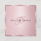 Moderne Elegant Roos Gold Monogram Sjabloon Vierkante Visitekaartje (Voorkant)