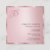 Moderne Elegant Roos Gold Monogram Sjabloon Vierkante Visitekaartje (Achterkant)