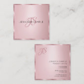 Moderne Elegant Roos Gold Monogram Sjabloon Vierkante Visitekaartje (Voorkant / Achterkant)