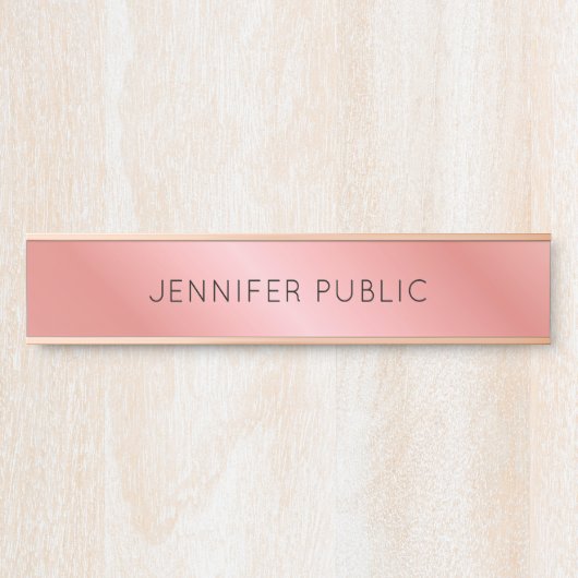 Moderne Elegant Roos Gold persoonlijke Sjabloon Deurbordje (Voorkant)