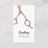 Moderne Elegant Roos Gold Scissors Hair Stylist Visitekaartje (Voorkant)