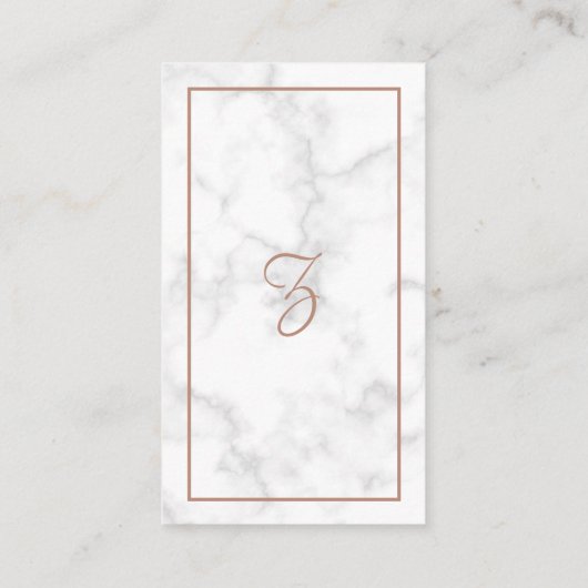 Moderne Elegant Roos Gold Script Marble Visitekaartje (Achterkant)