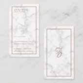 Moderne Elegant Roos Gold Script Marble Visitekaartje (Voorkant / Achterkant)