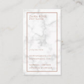 Moderne Elegant Roos Gold Script Marble Visitekaartje (Voorkant)