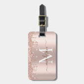 Moderne Elegant Roos Gouden Glitter Bagagelabel (Voorkant verticaal)