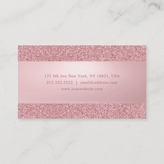 Moderne Elegant Roos Gouden Glitter Sjabloon Visitekaartje (Achterkant)