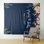 Moderne elegant roze bloem bruiloft foto achtergro wandkleed (In Situ (horizontaal))