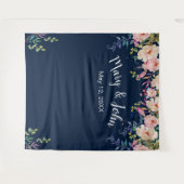 Moderne elegant roze bloem bruiloft foto achtergro wandkleed (Voorkant (horizontaal))