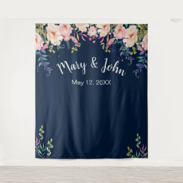 Moderne elegant roze bloem bruiloft foto achtergro wandkleed