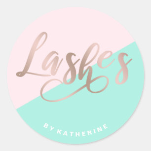 Moderne elegant roze en goudgordels voor rozen ronde sticker