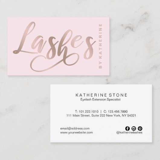 Moderne elegant roze en goudgordels voor rozen visitekaartje (Voorkant / Achterkant)