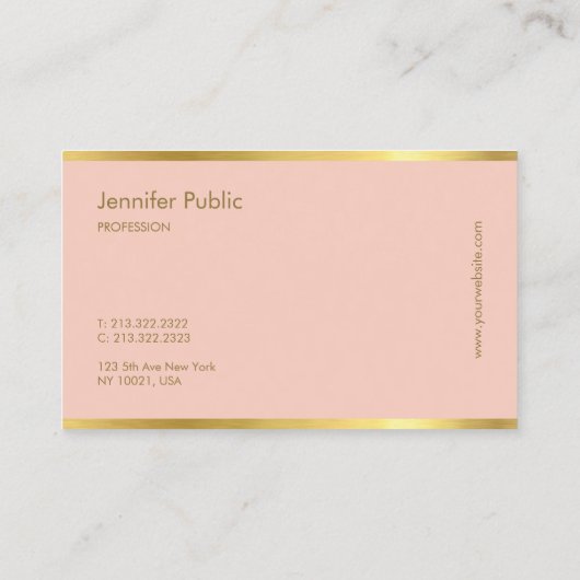 Moderne Elegant roze gouden cursieve Sjabloon van  Visitekaartje (Achterkant)