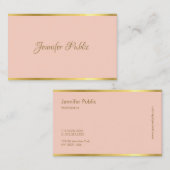 Moderne Elegant roze gouden cursieve Sjabloon van  Visitekaartje (Voorkant / Achterkant)
