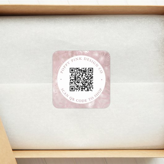 Moderne Elegant roze handpalmen aangepaste QR-code Vierkante Sticker