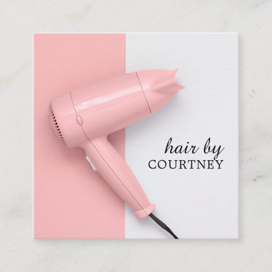 Moderne Elegant Roze White Hair Stylist Foto Vierkante Visitekaartje (Voorkant)